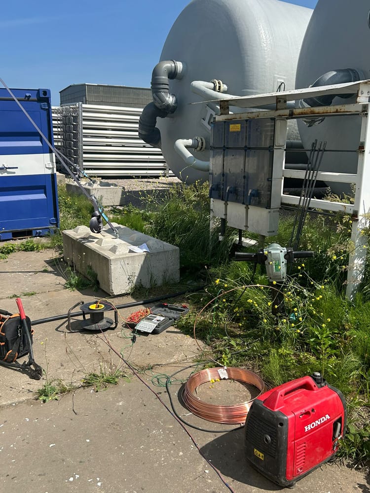 Aardpen slaan apparatuur bouwplaats Aardpen meten